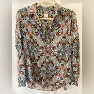 J.Crew Misty Fog Floral Popover